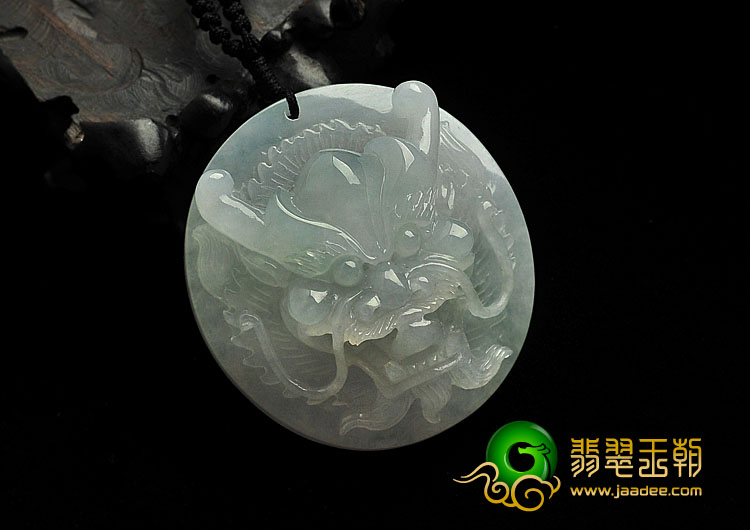 糯冰种淡晴水缅甸翡翠A货龙头挂件