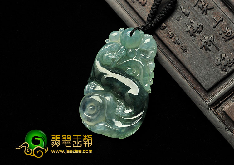 冰种飘花缅甸翡翠A货欢天喜地挂件