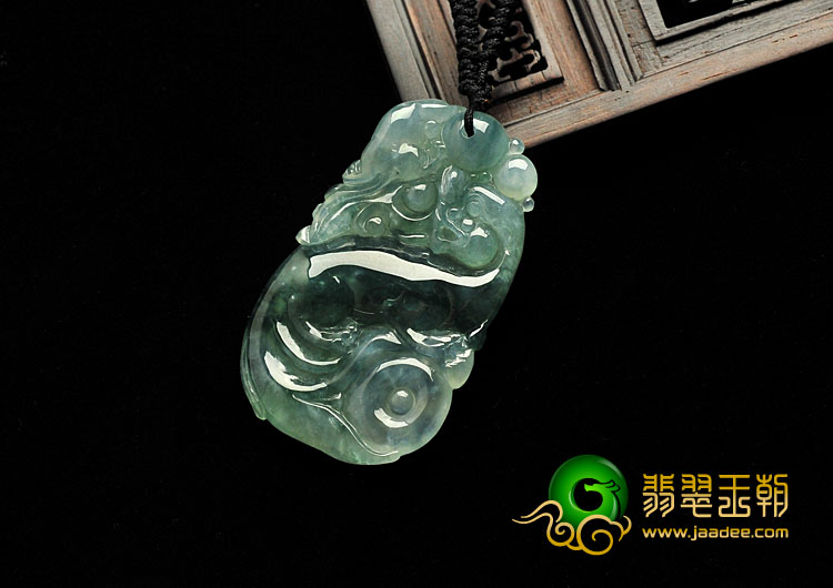 冰种飘花缅甸翡翠A货欢天喜地挂件