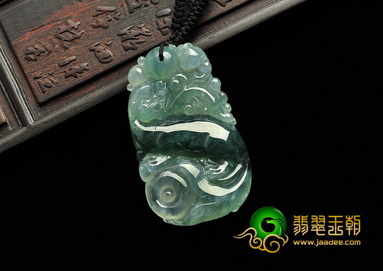 冰种飘花缅甸翡翠A货欢天喜地挂件