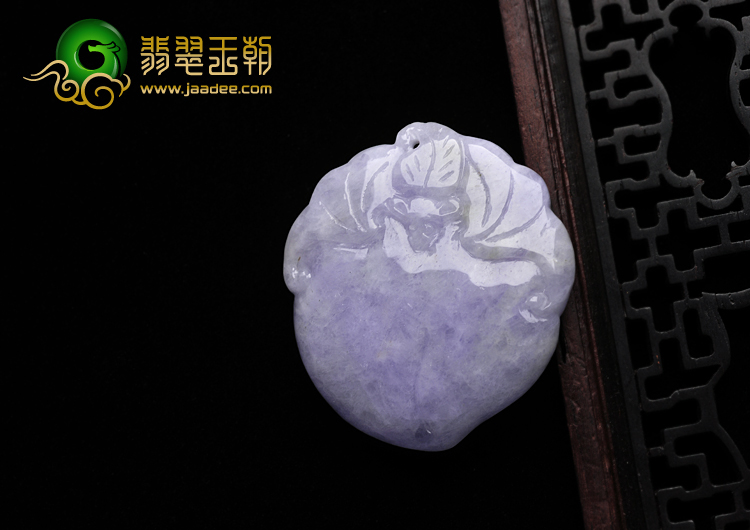 feicui细糯种紫罗兰缅甸翡翠A货寿桃挂件