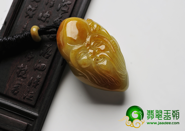 细糯种黄翡缅甸翡翠A货寿星头挂件