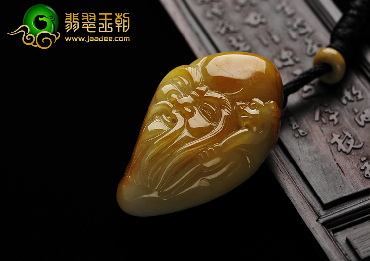 细糯种黄翡缅甸翡翠A货寿星头挂件