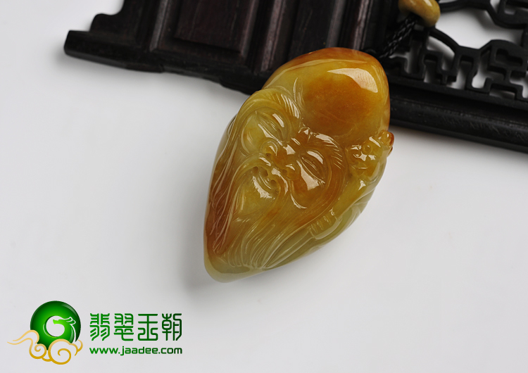 细糯种黄翡缅甸翡翠A货寿星头挂件