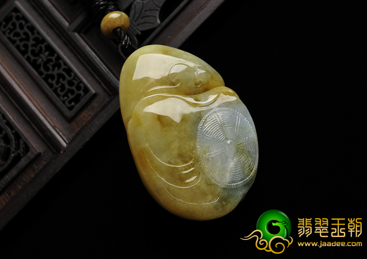 糯冰种褐黄翡缅甸翡翠A货送财童子挂件