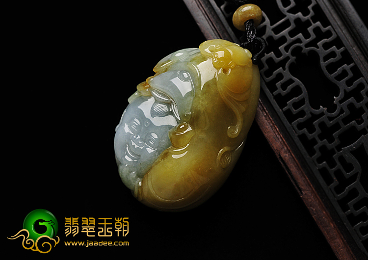 糯冰种褐黄翡缅甸翡翠A货送财童子挂件