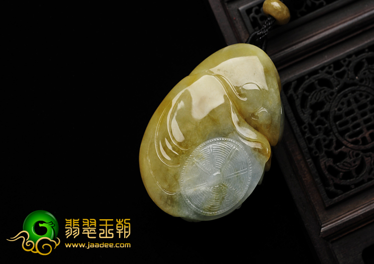 糯冰种褐黄翡缅甸翡翠A货送财童子挂件