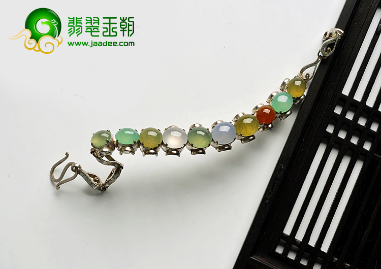 冰种三彩缅甸翡翠A货手链面