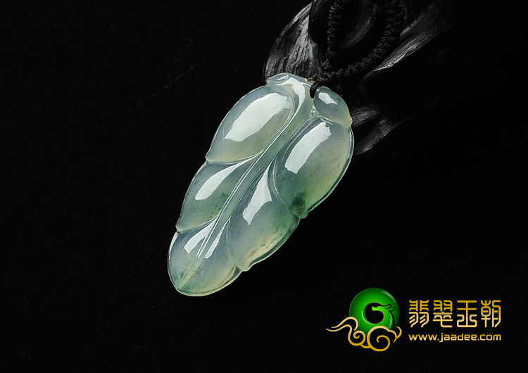 冰种飘花缅甸翡翠A货叶子挂件