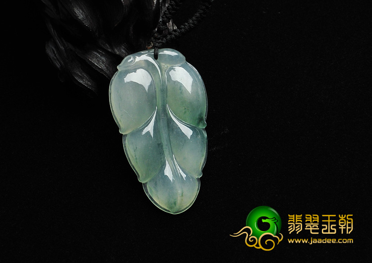 冰种飘花缅甸翡翠A货叶子挂件