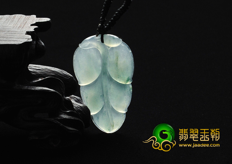 冰种飘花缅甸翡翠A货叶子挂件