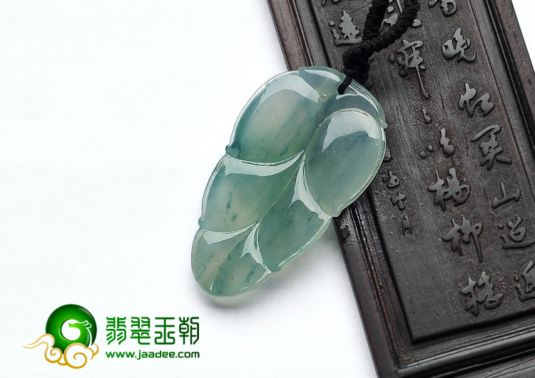 冰种飘花缅甸翡翠A货叶子挂件