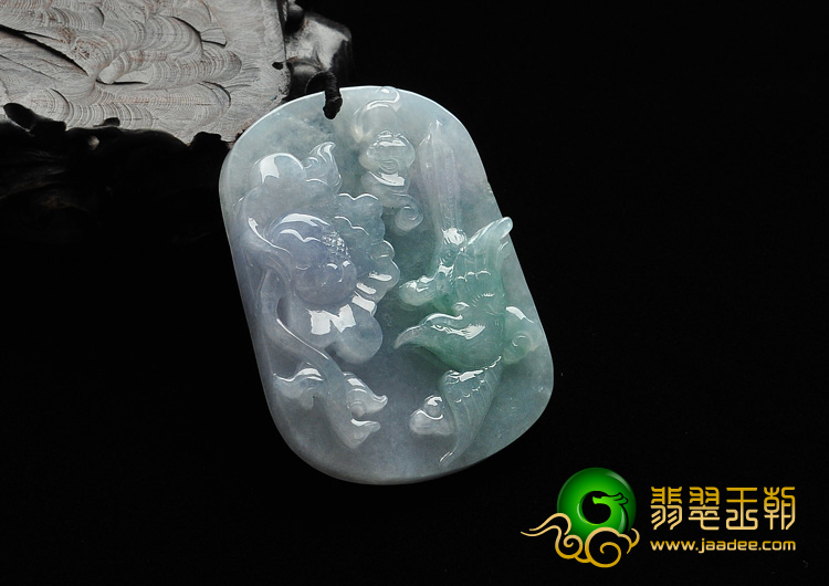 糯冰种春带彩缅甸翡翠A货鸟语花香挂件
