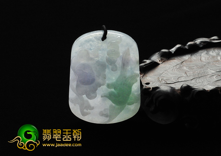 糯冰种春带彩缅甸翡翠A货鸟语花香挂件