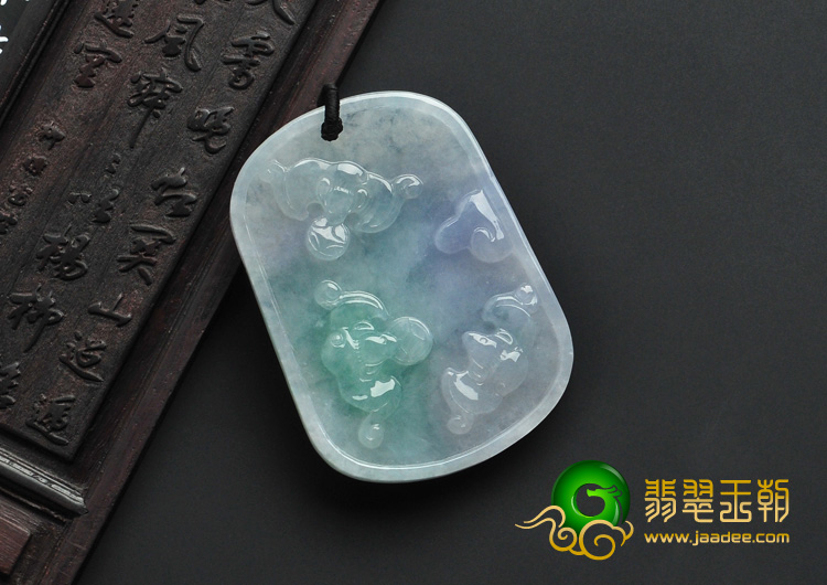 糯冰种春带彩缅甸翡翠A货鸟语花香挂件