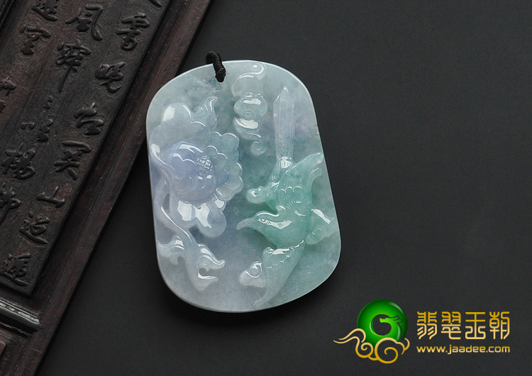 糯冰种春带彩缅甸翡翠A货鸟语花香挂件