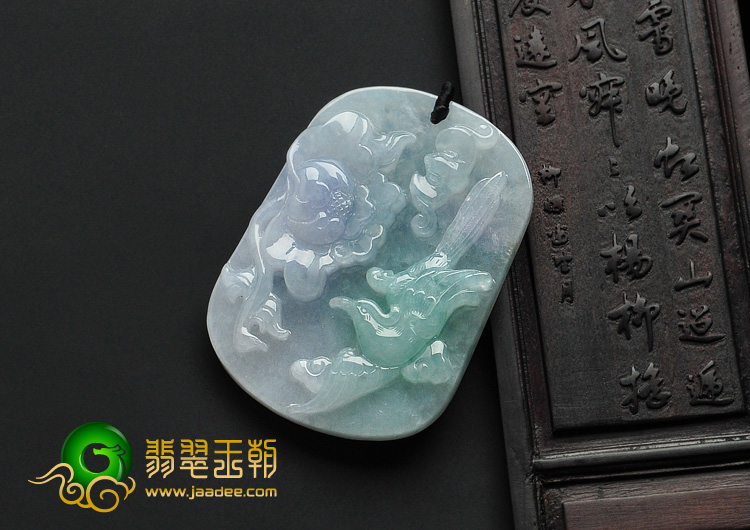 糯冰种春带彩缅甸翡翠A货鸟语花香挂件