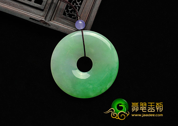 糯冰种翠色缅甸翡翠A货平安扣挂件