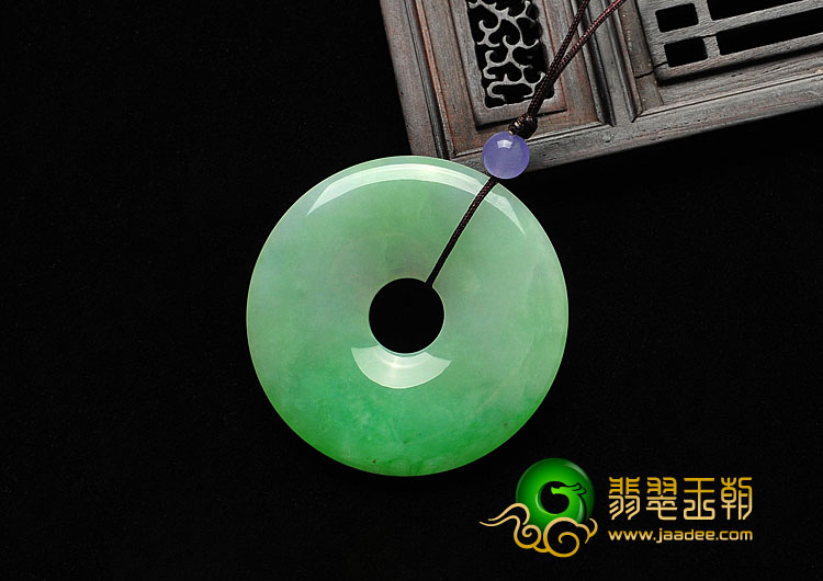 糯冰种翠色缅甸翡翠A货平安扣挂件