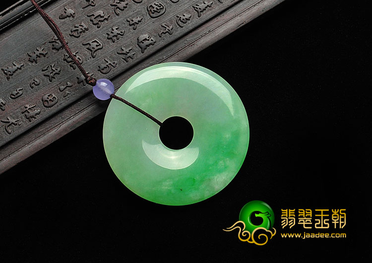 糯冰种翠色缅甸翡翠A货平安扣挂件