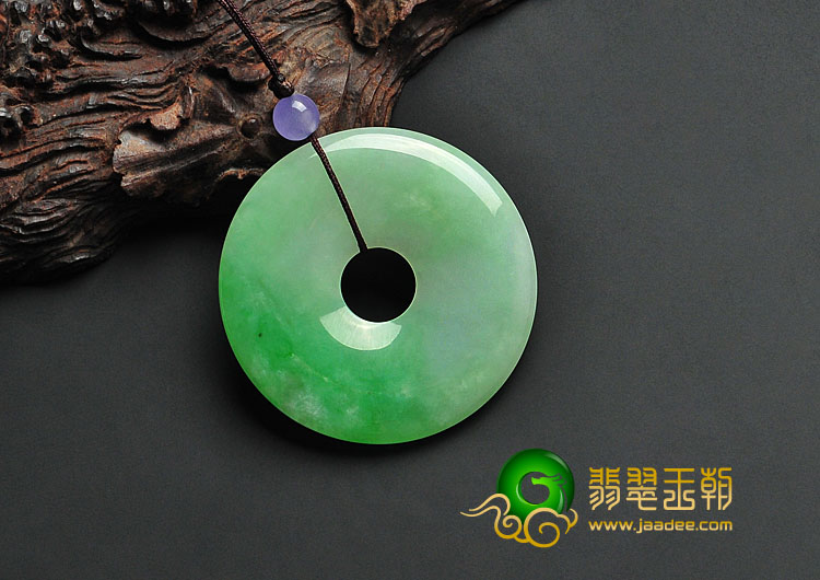 糯冰种翠色缅甸翡翠A货平安扣挂件