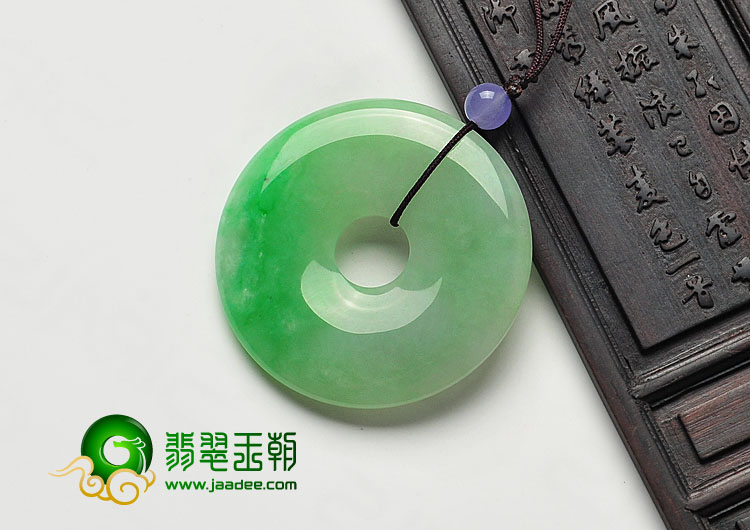 糯冰种翠色缅甸翡翠A货平安扣挂件