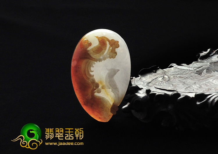 糯冰种褐黄翡缅甸翡翠A货喜上眉梢挂件