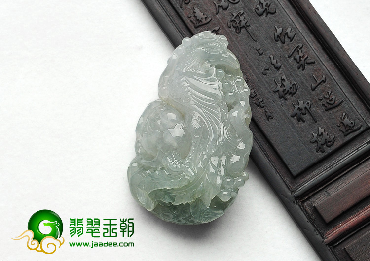 冰种晴水缅甸翡翠A货凤凰挂件