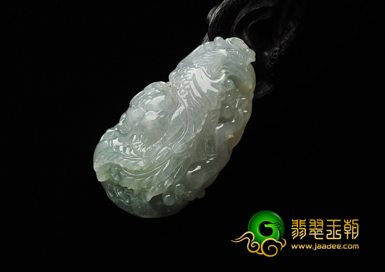 冰种晴水缅甸翡翠A货凤凰挂件