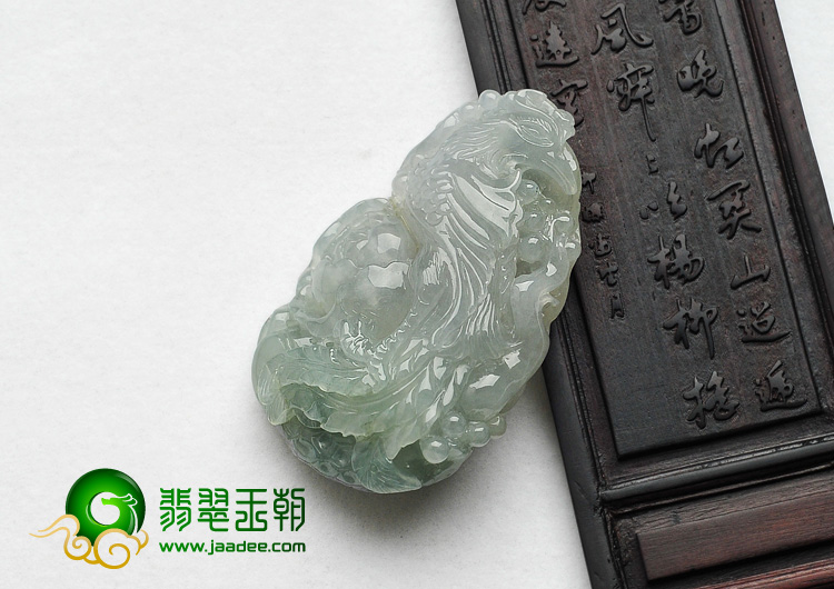 冰种晴水缅甸翡翠A货凤凰挂件