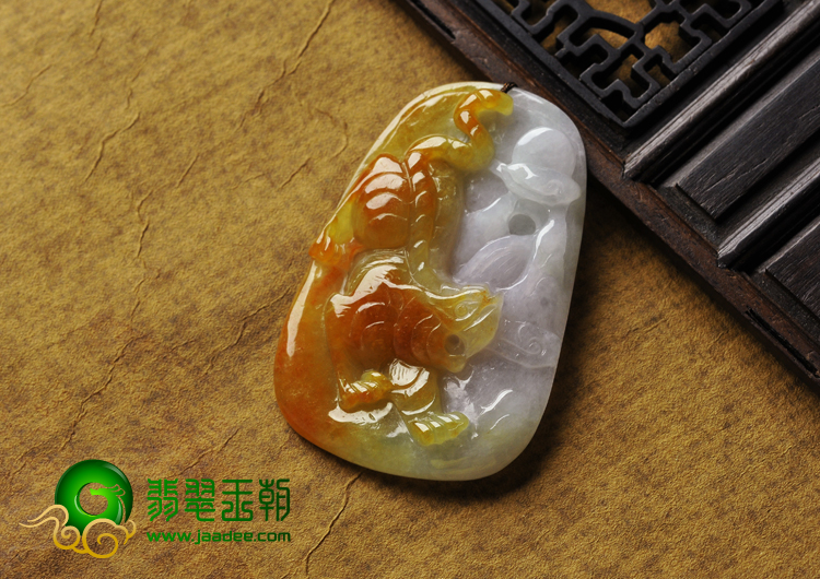 糯冰种红黄翡缅甸翡翠A货老虎下山挂件