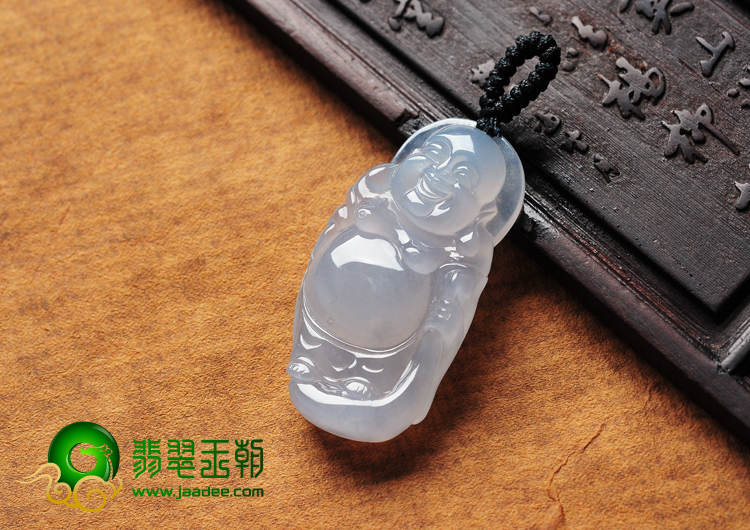 冰种晴水缅甸翡翠A货站佛挂件