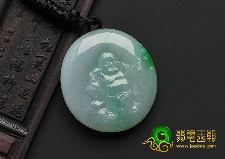 糯冰种飘翠缅甸翡翠A货玉佛挂件