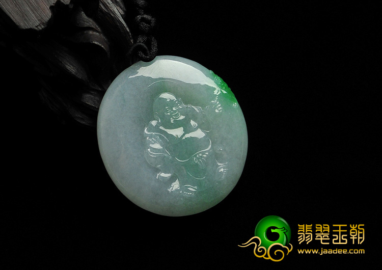 糯冰种飘翠缅甸翡翠A货玉佛挂件
