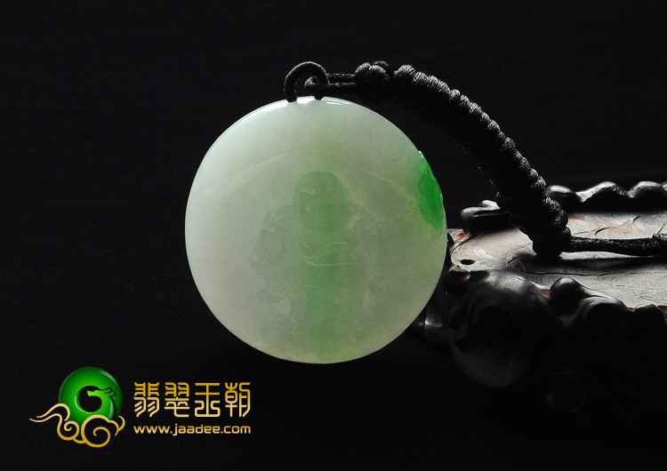 糯冰种飘翠缅甸翡翠A货玉佛挂件