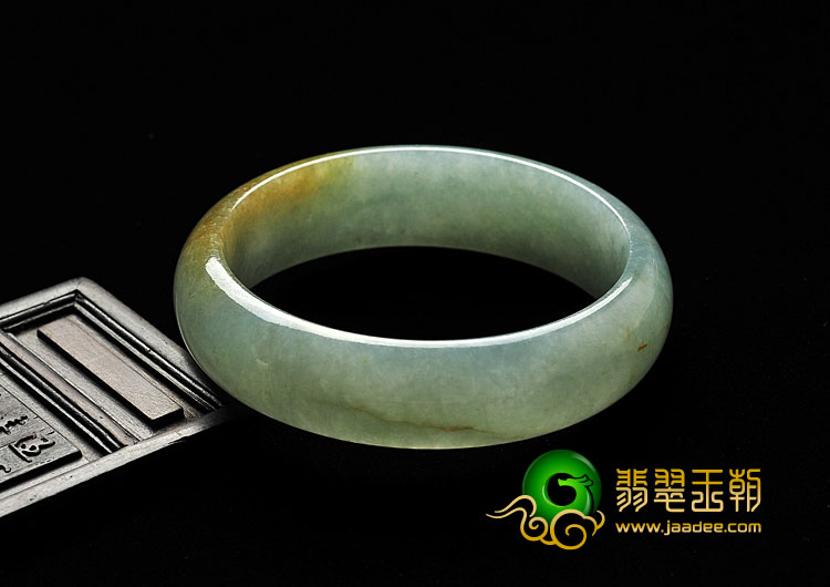 糯冰种晴水黄翡缅甸翡翠A货手镯（52.2mm）