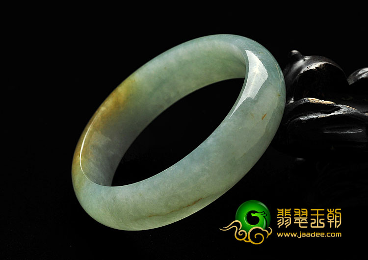 糯冰种晴水黄翡缅甸翡翠A货手镯（52.2mm）