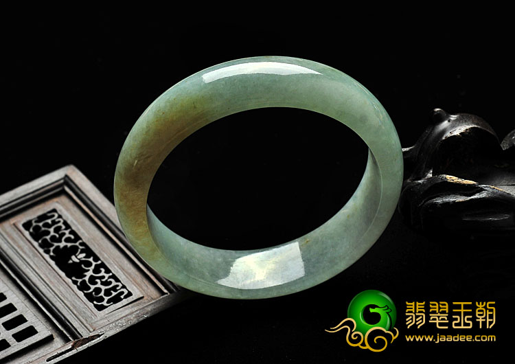 糯冰种晴水黄翡缅甸翡翠A货手镯（52.2mm）