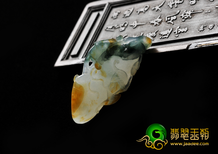 糯冰种黄翡飘花缅甸翡翠A货福禄寿挂件