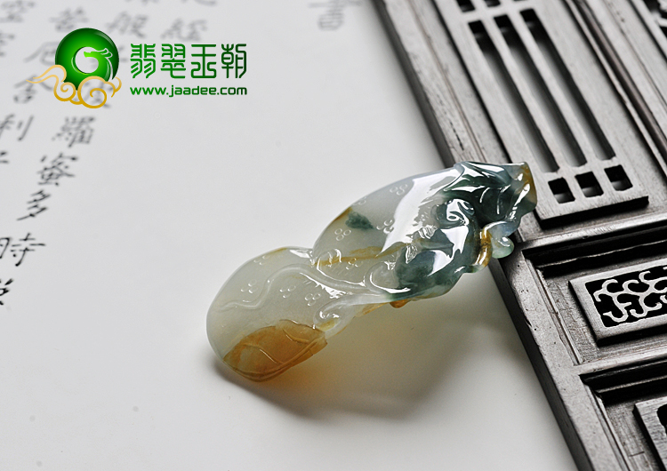 糯冰种黄翡飘花缅甸翡翠A货福禄寿挂件