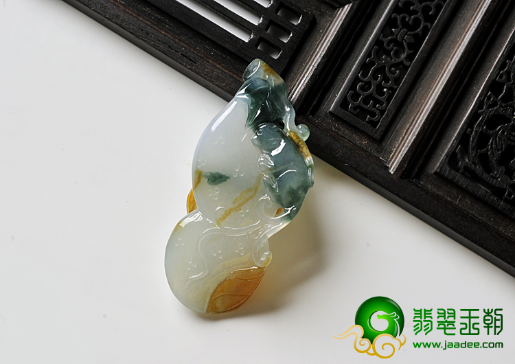糯冰种黄翡飘花缅甸翡翠A货福禄寿挂件