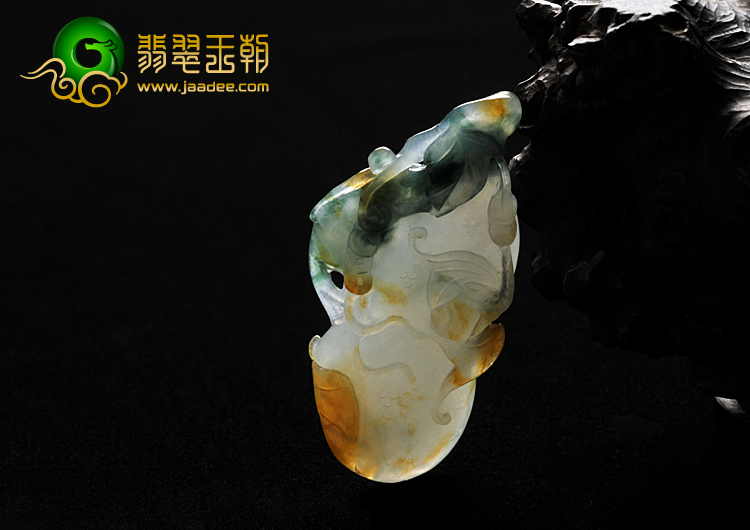 糯冰种黄翡飘花缅甸翡翠A货福禄寿挂件