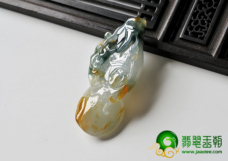 糯冰种黄翡飘花缅甸翡翠A货福禄寿挂件