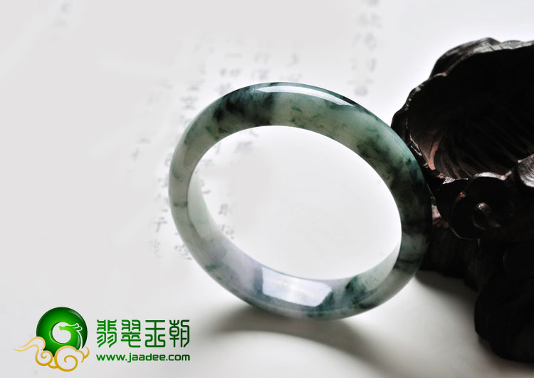 糯冰种飘花缅甸翡翠A货手镯（54.5mm）