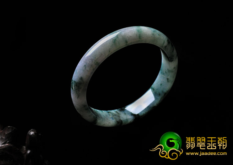 糯冰种飘花缅甸翡翠A货手镯（54.5mm）