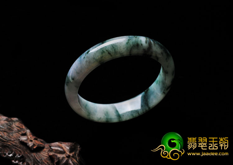 糯冰种飘花缅甸翡翠A货手镯（54.5mm）