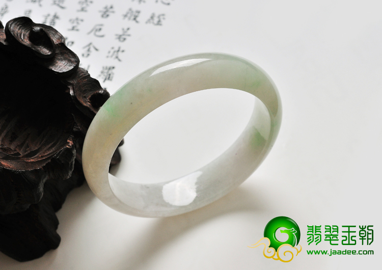 糯冰种飘翠缅甸翡翠A货手镯（53mm）