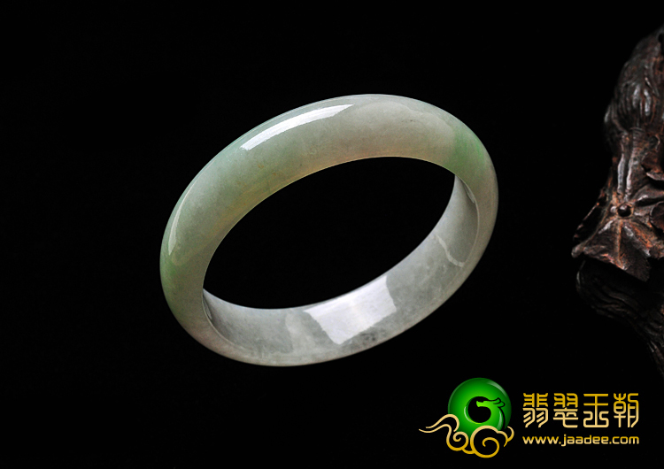 糯冰种飘翠缅甸翡翠A货手镯（53mm）