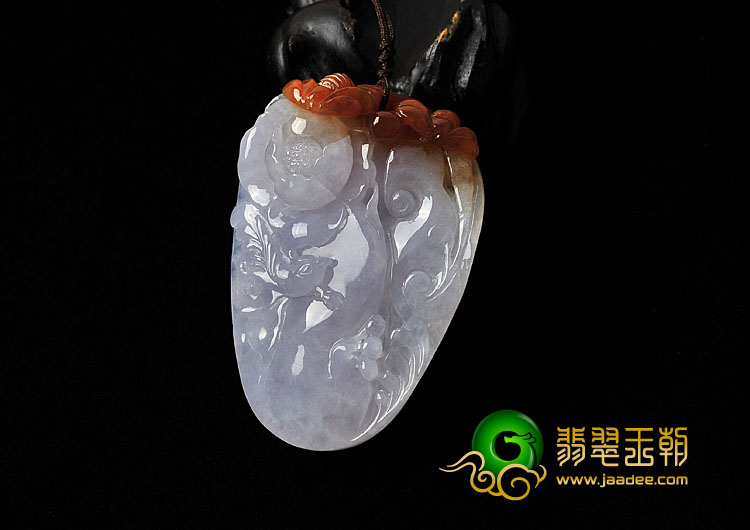 糯冰种紫罗兰红黄缅甸翡翠A货富贵花开挂件