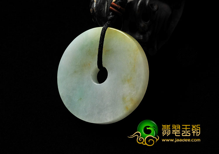(超值推荐)糯冰种淡黄加绿缅甸翡翠A货平安扣挂件